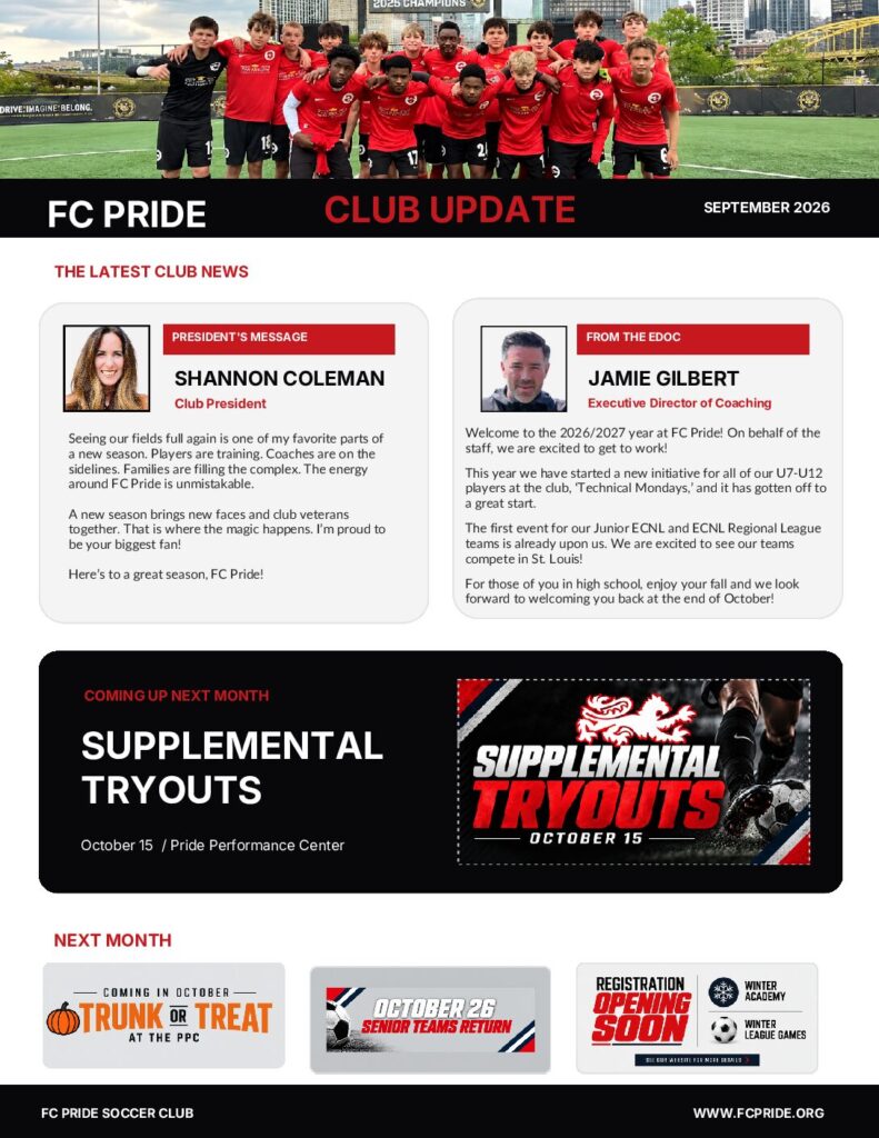 FC Pride Club Newsletter September 2026